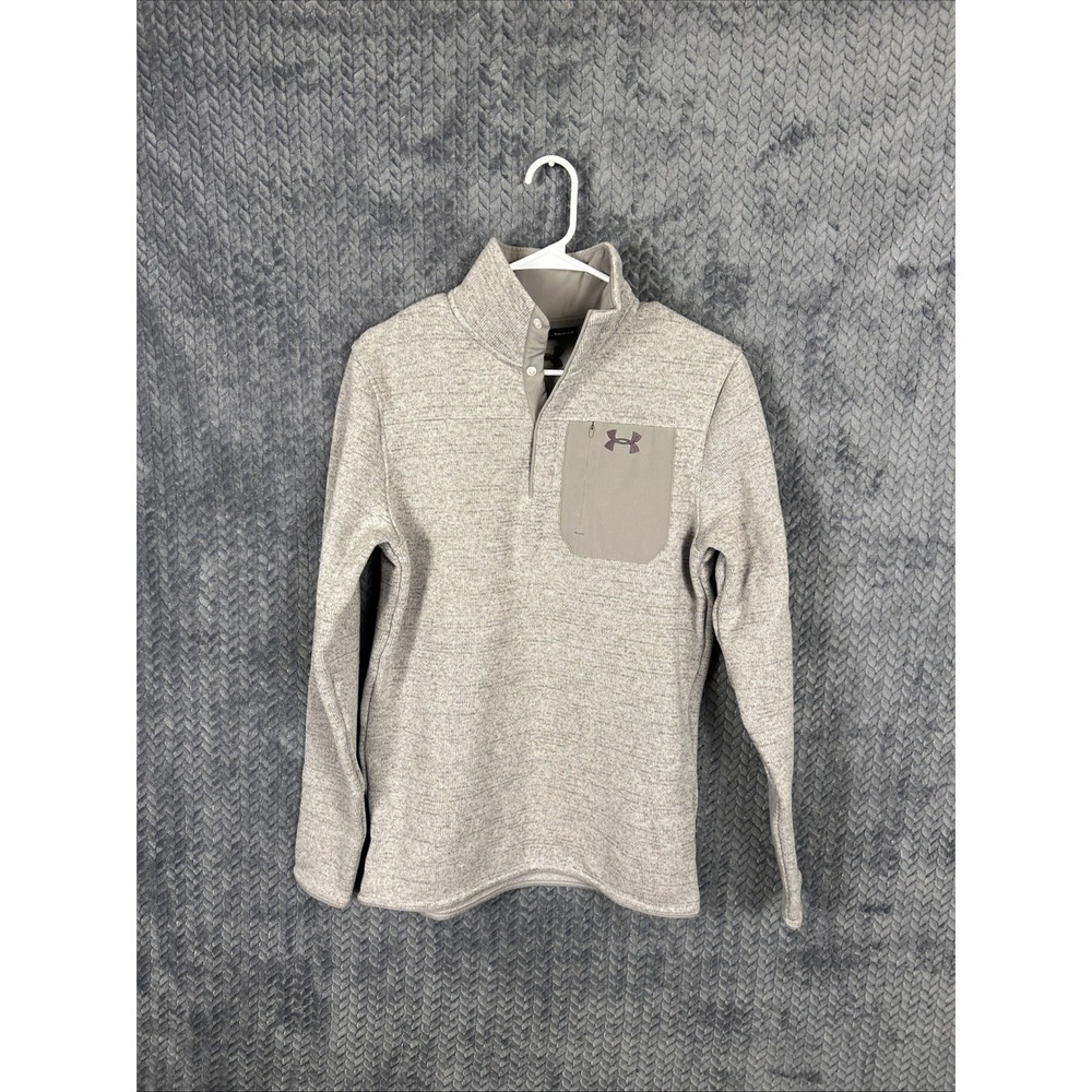 Under Armour Sweater Mens Small NWT Gray Loose‎ Specialist 2.0 Henley 1/4 Snap